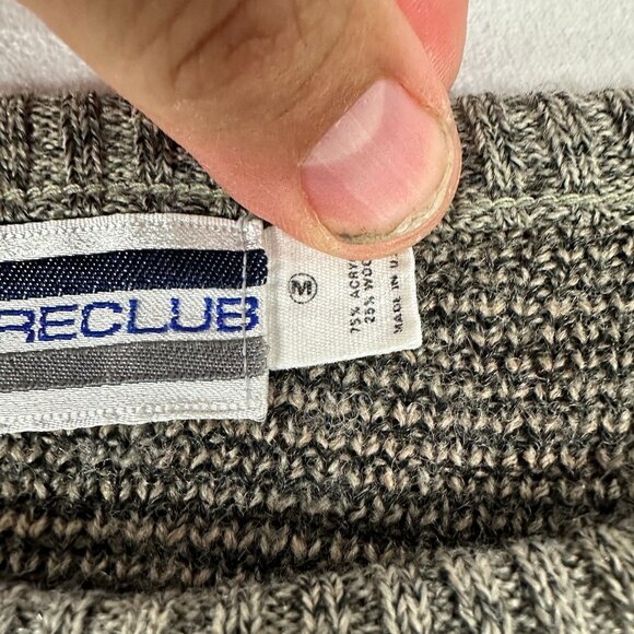 Shoreclub Geometric Knit Sweater Mens Size M Beige And Black Pullover - Picture 5 of 7